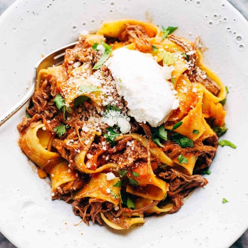 Slow Cooker Beef Ragu in a bowl.