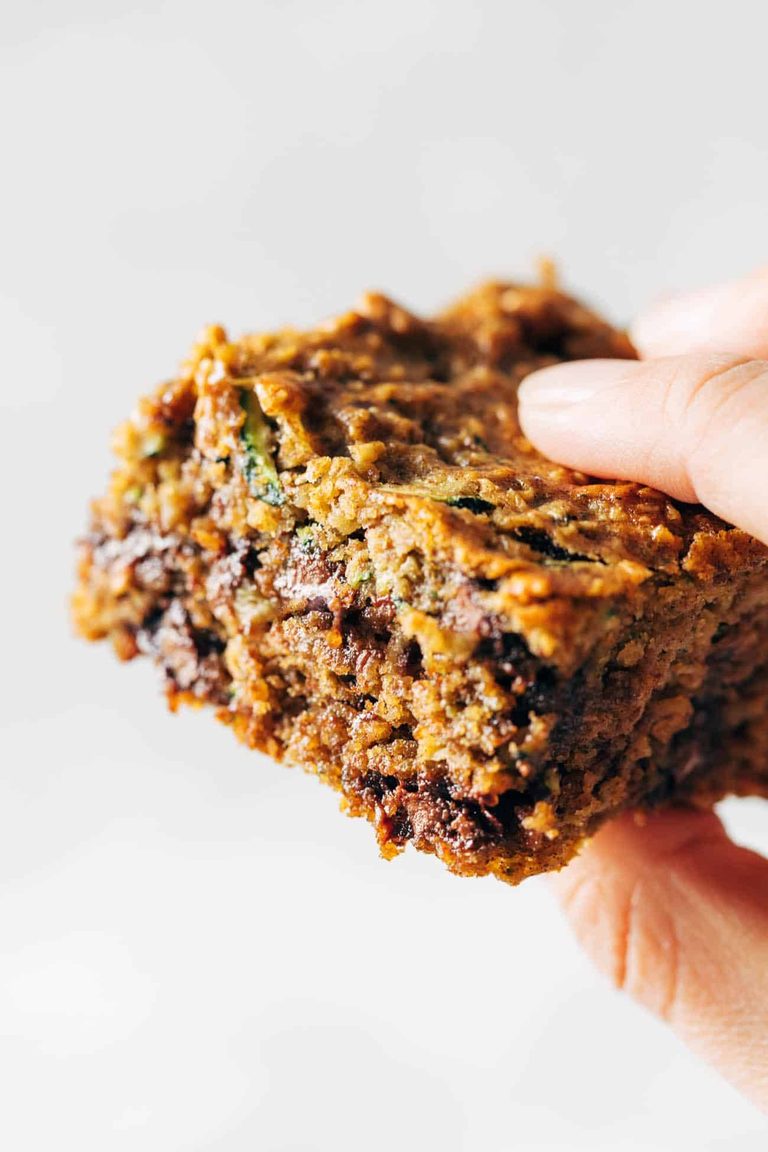 Almond butter chocolate chip zucchini bars.