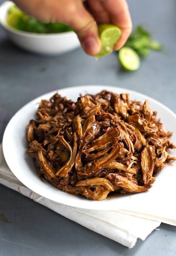 Honey Glazed Crockpot Chicken Adobo with lime.