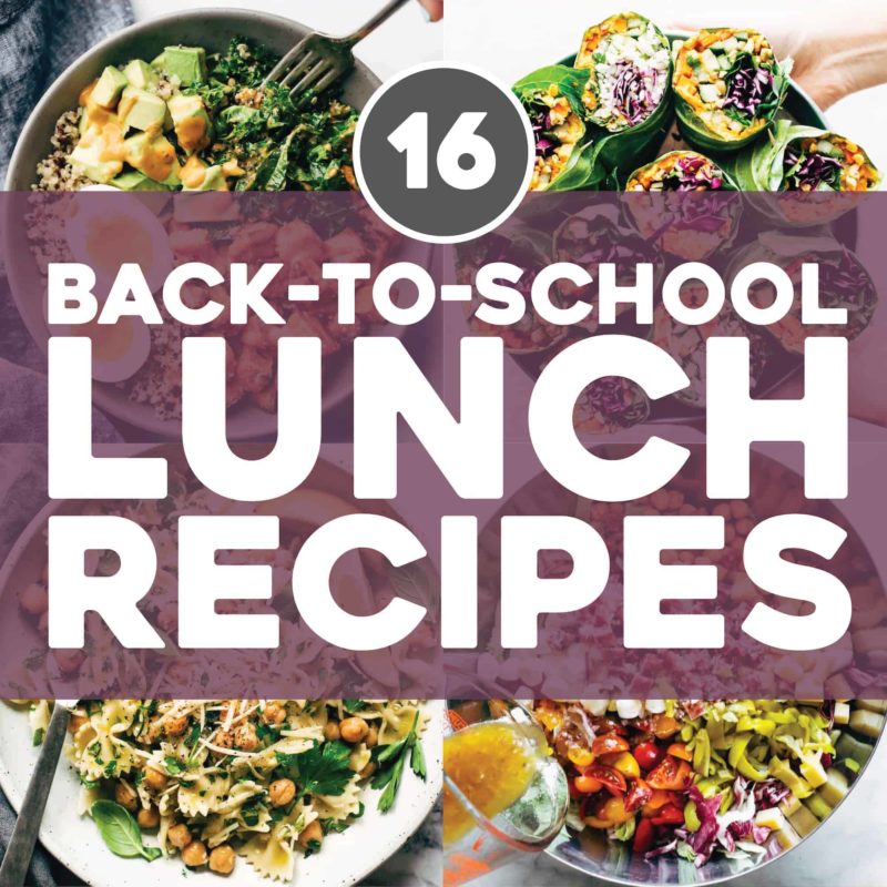 Back to school lunches in a collage.