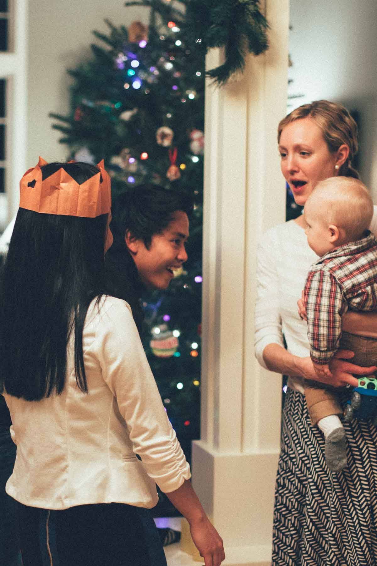 People talking to a baby.