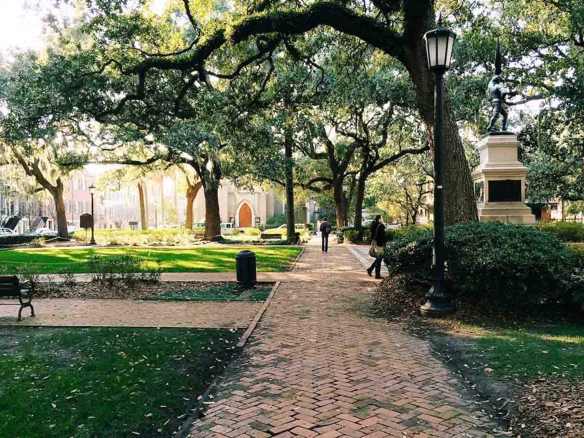 Cobblestone sidewalk.